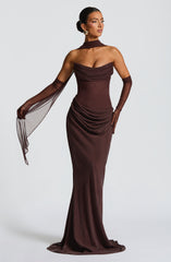 Liora Maxi Dress - Plum Brown