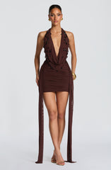 Melona Mini Dress - Plum Brown