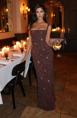 Calanthe Maxi Dress - Plum Brown Sparkle