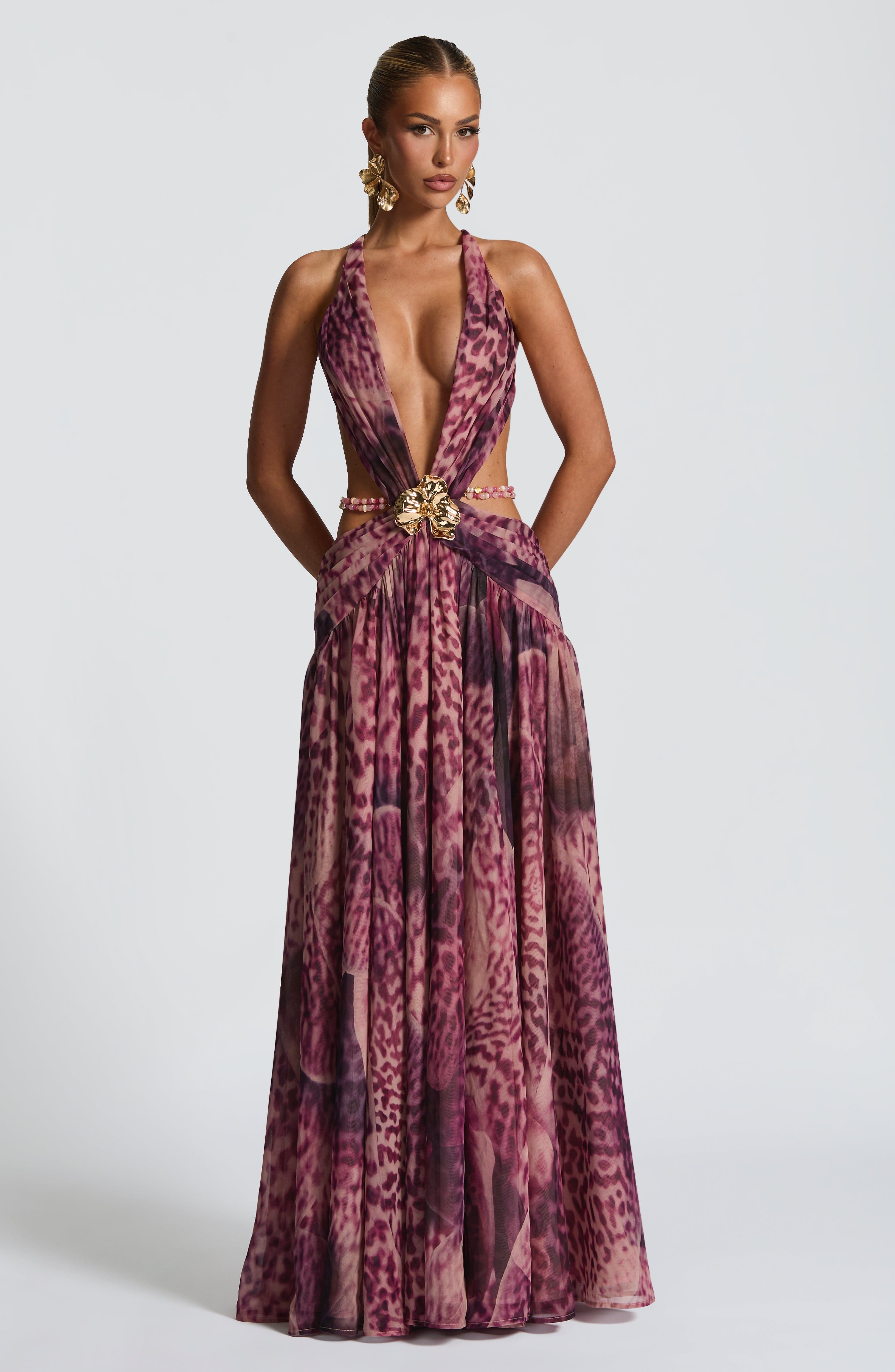 Indianna Maxi Dress - Magenta Orchid Print