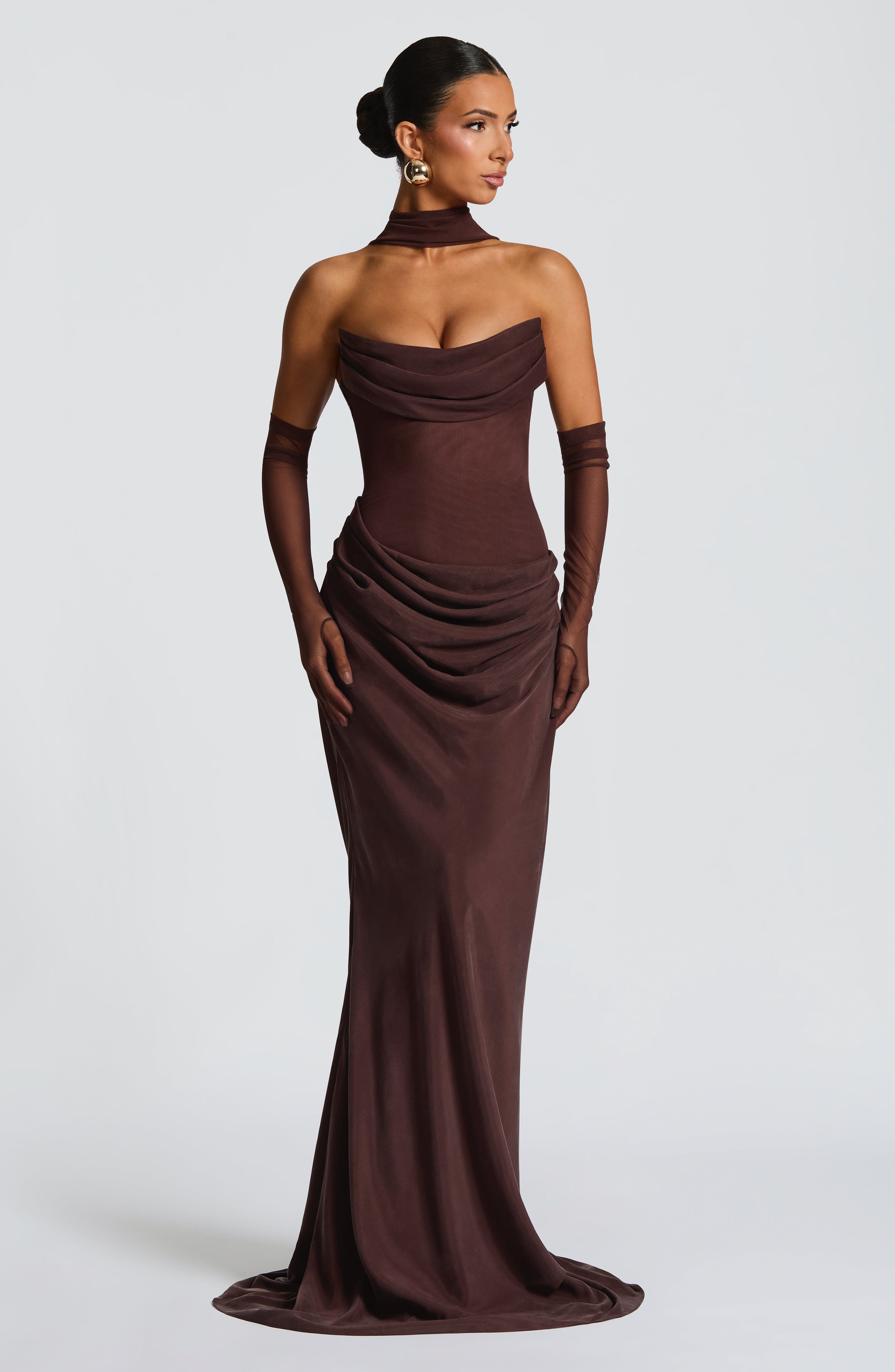 Liora Maxi Dress - Plum Brown