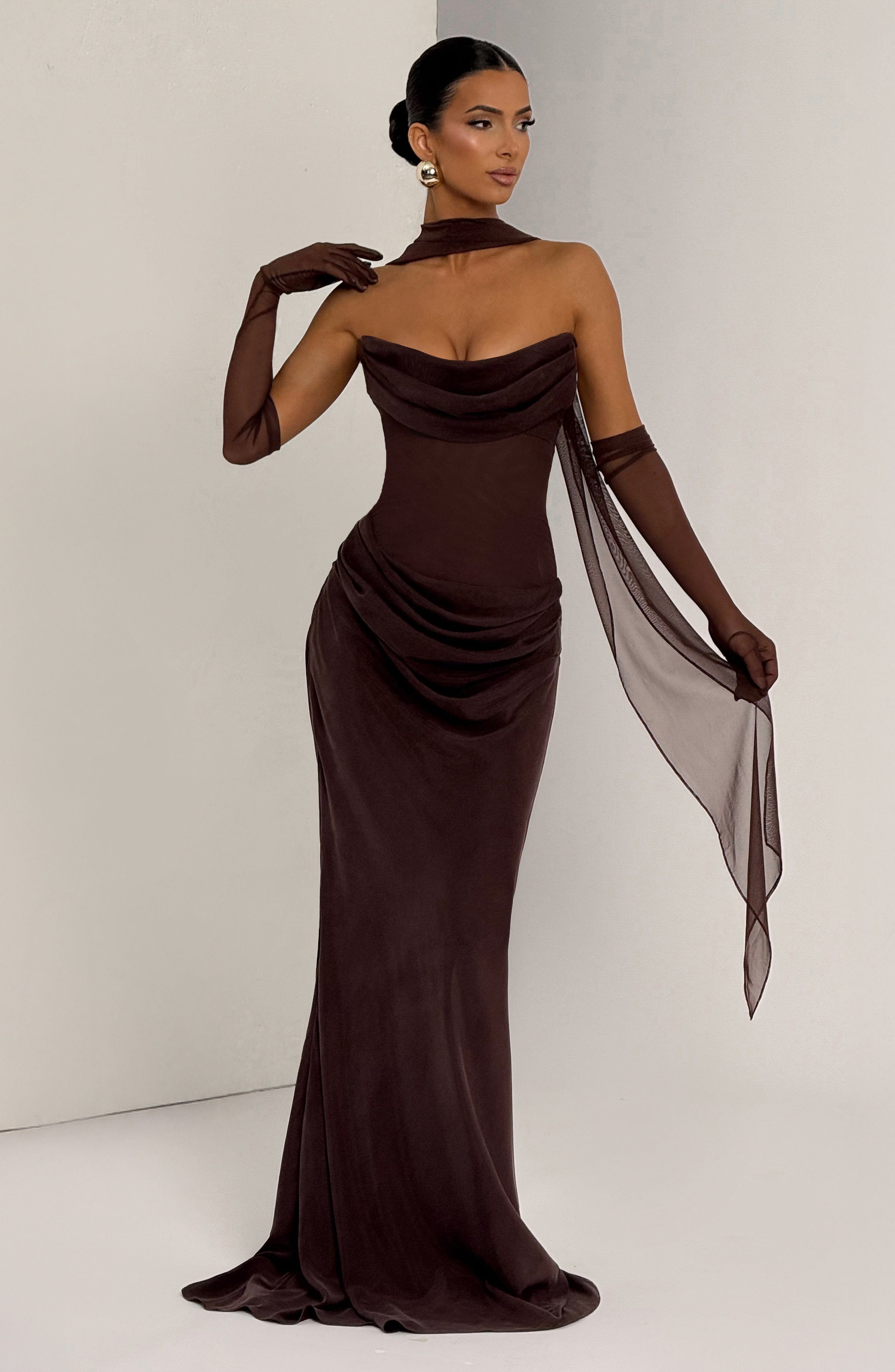 Liora Maxi Dress - Plum Brown