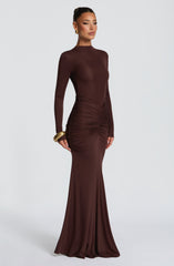 Oriane Maxi Dress - Plum Brown