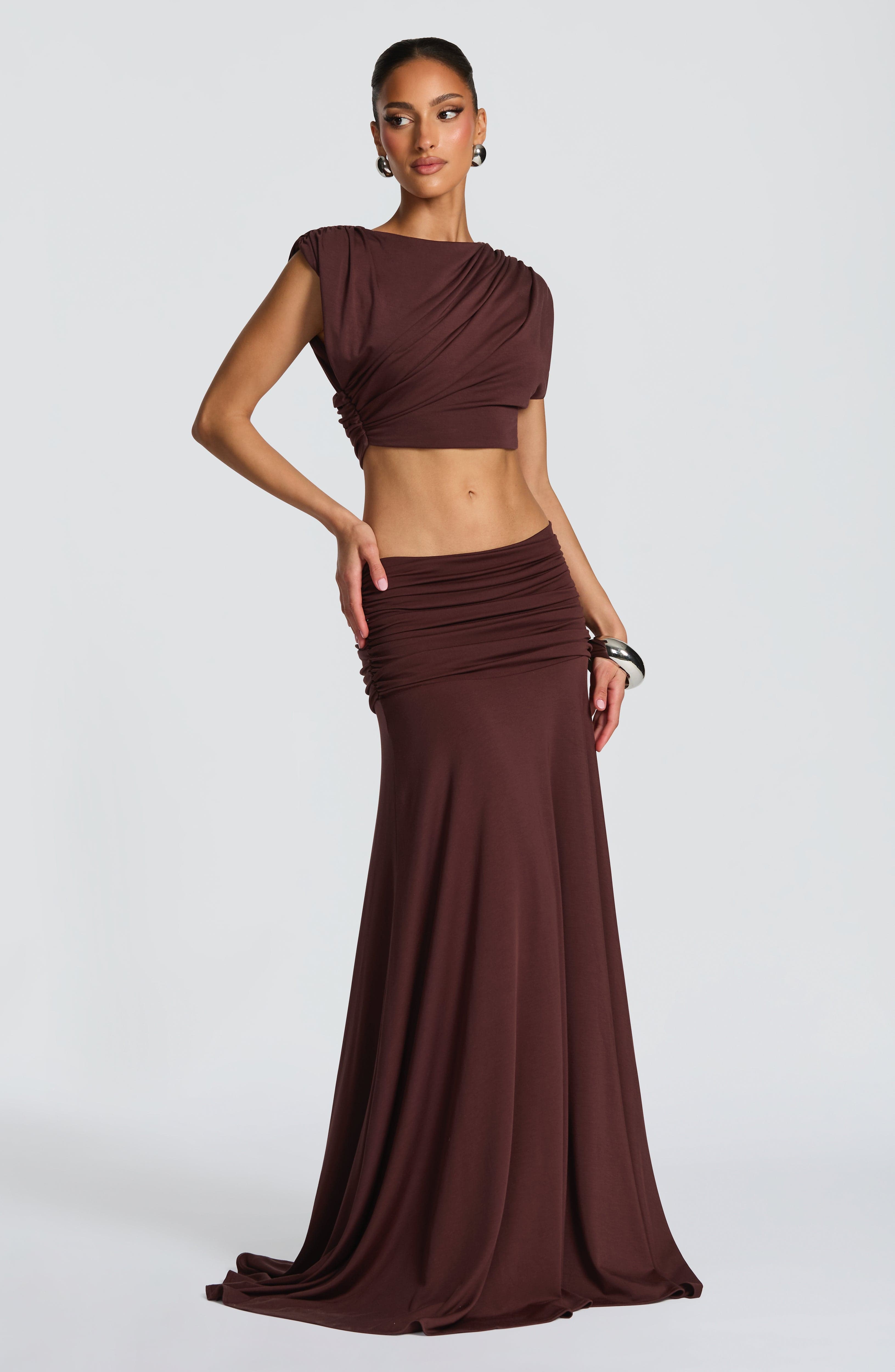 Paige Maxi Skirt - Plum Brown
