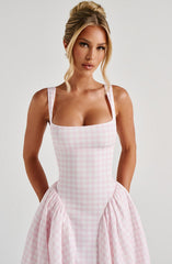 Sherrie Midi Dress - Blush Gingham