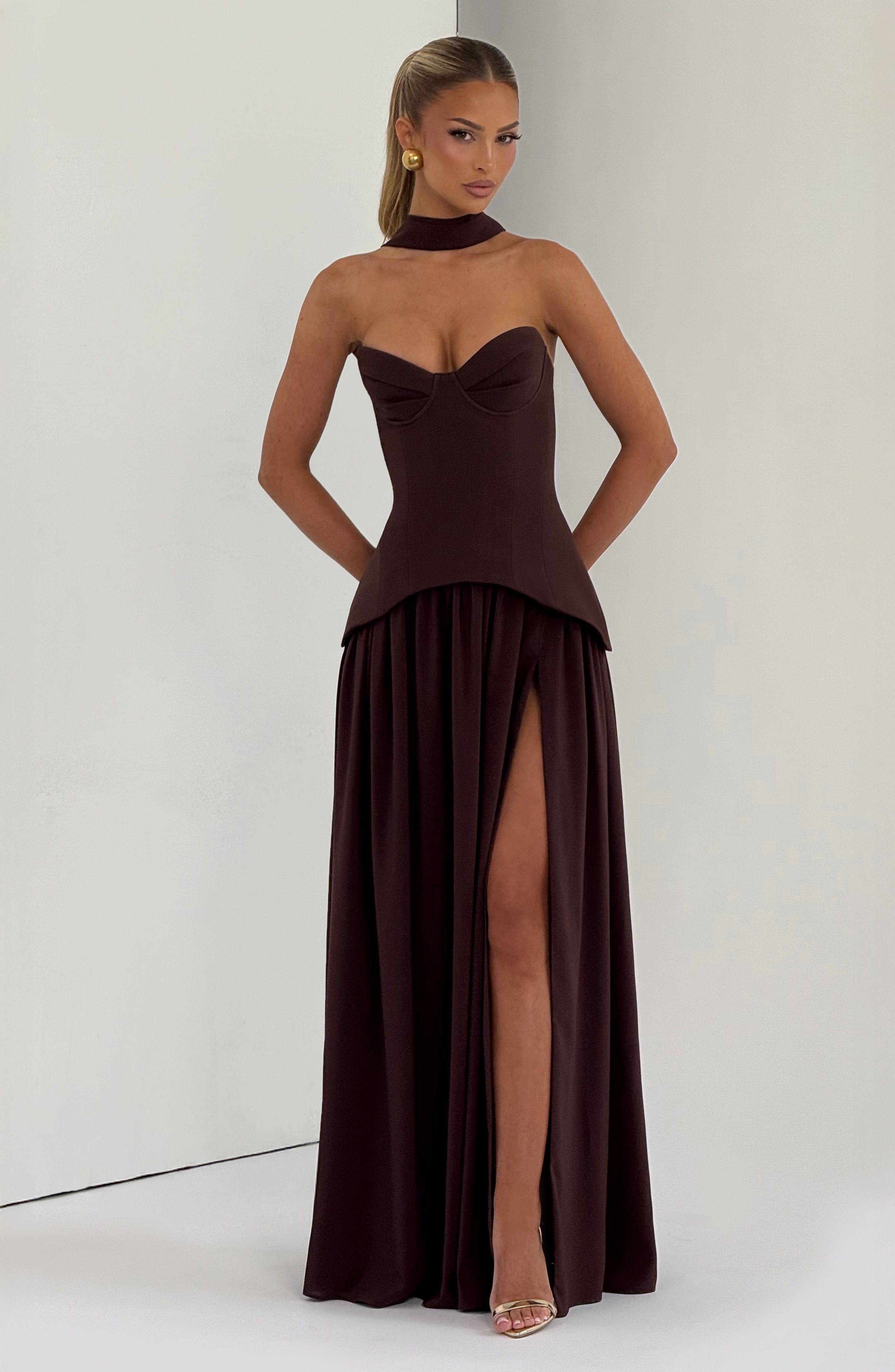 Vietta Maxi Dress - Plum Brown